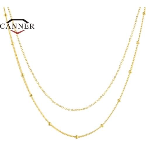 CANNER 925 Sterling Silver collares de moda 2021 Necklace for Women Gold Bead Clavicle Choker Chain Necklaces Delicate Jewelry