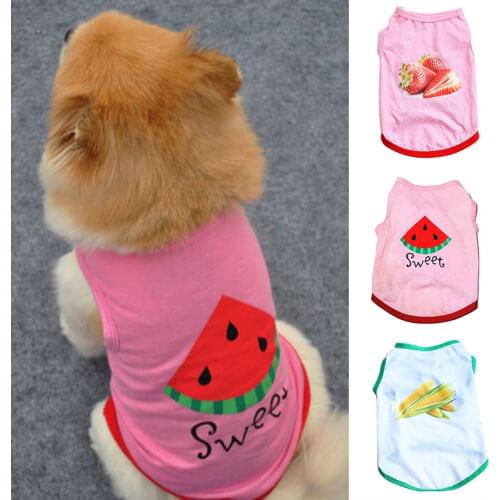 Watermelon Fruit Short Sleeves Pet Vest Banana Dog Clothes 2 Feet Short Sleeve 100% Cotton Clothes for Pets Cartoon Puppy Vest
