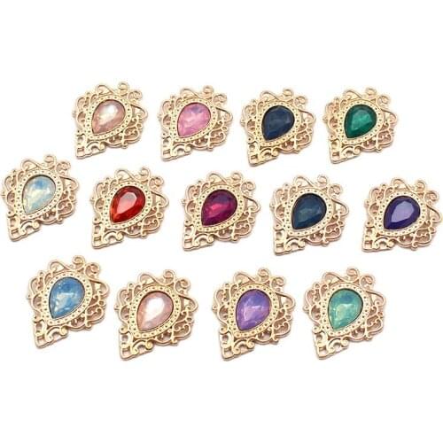 ZMASEY 10Pcs new alloy flat-bottom water drop golden accessories, DIY handmade costumes, romantic wedding decoration crafts