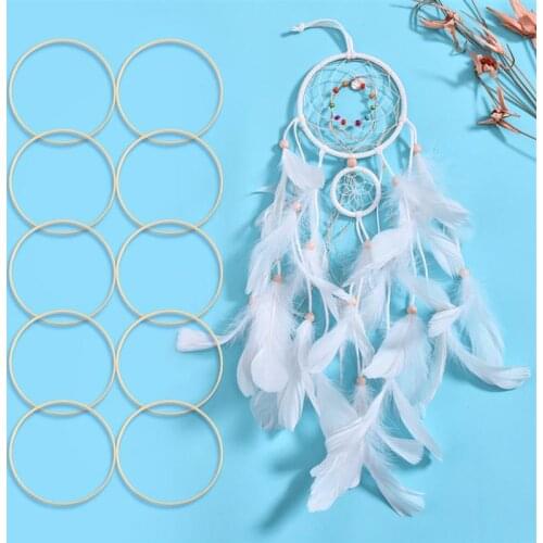 10pcs 20cm Diameter Dream Catcher Home Decor Ring Round Wooden Bamboo Hoop DIY Craft Tools