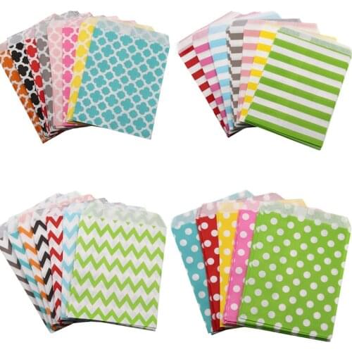 Candy Buffet Bags Small Paper Treat Bags Dot Wave Striped Paper Bags cookies packaging bags for wedding birthday christmas decor