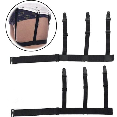 2 Pcs Adjustable Men Shirt Stays Belt with Non-slip Locking Clips Keep Shirt Tucked Leg Thigh Suspender Garters Strap