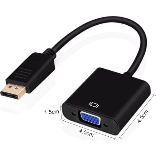 2pcs DisplayPort Display Port DP to VGA Adapter Cable Male to Female Converter for PC Computer Laptop HDTV Monitor Projector