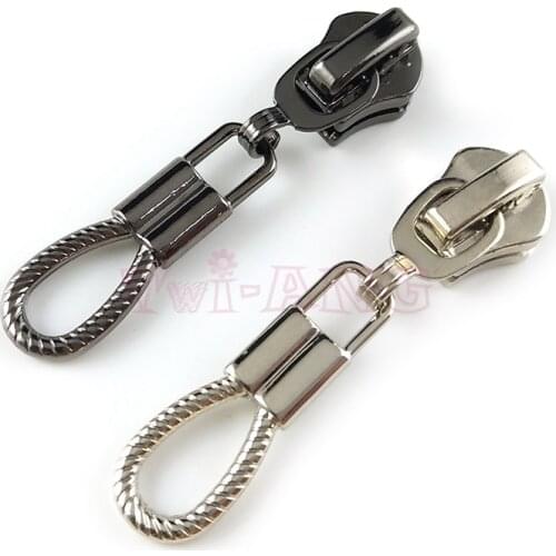 20pcs/lot, Stylish Twisted Rope Shape 5# Zipper Slider, Silver Black Color Fashion Garment Accessories