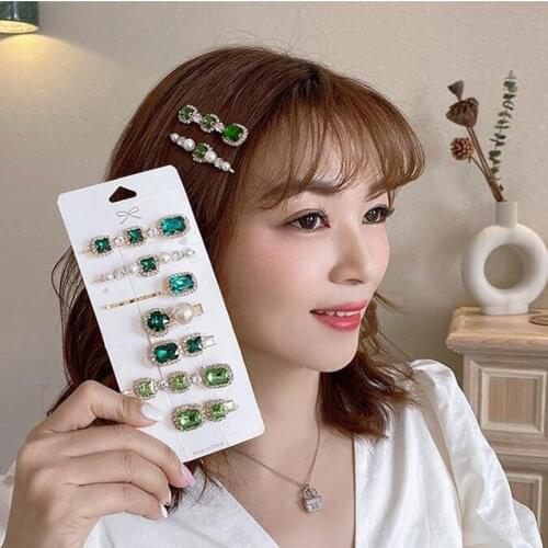 2021 Fashion Hair Clip Set For Women Girls Korea New Crystal Barrettes Hair Accessories Headwear Side Clip Hairgrip Hair Jewelry