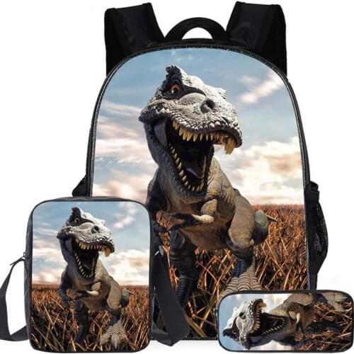 3Pcs/Set Jurassic World Animal Printing Children School Bags Dinosaur Boys Backpack for Kid Schoolbags Mochila