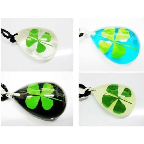 FREE SHIPPING 48 pcs fancy shamrock necklace Vogue Drop Shape four leaf clover specimen