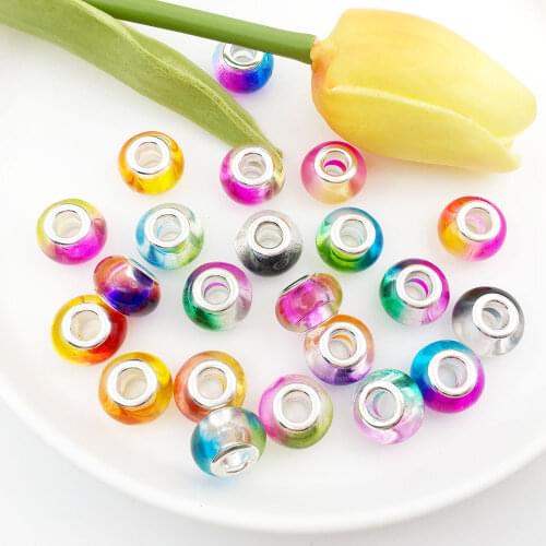 20pcs 9 Colors Fashion Round Gradient Beads Big Hole Spacers Beads for DIY Bracelet Jewelry Making Findings Accessories