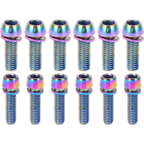 6pcs Bike Stem Screws Washers M5/M6x18mm Stainless Steel Bolts Screws Mountain Bike Steering Handlebar Stem Tapered Head Bolts