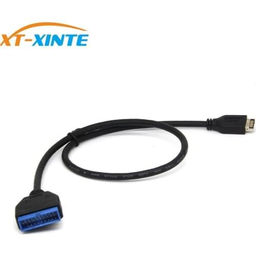 XT-XINTE USB 3.1 Adapter Cable Type-E Male to IDC20P Male USB 3.0 20Pin Extension Cable for Computer Motherboard 30cm