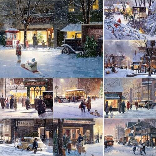 5D DIY Diamond Painting Snow Scene Cross Stitch Tool Kit Home Decoration Art Picture Full Drill Handmade Hobby Mosaic Embroidery