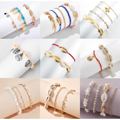 Tocona Bohemian Shell Tassel Anklets for Women Colorful Water Drop Stone Barefoot Sandals Rope Foot Chain Sumer Jewelry