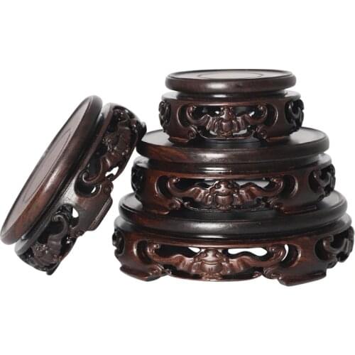 Black rosewood ebony circular base wood logs base stone jade ornaments bonsai teapot base