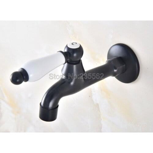 Black Oil Rubbed Brass Wall-mounted Mop Pool Sink Tap Garden Single Handle Cold Water Faucet Lav336