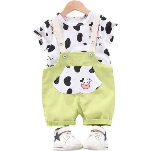 Children Cute T-Shirt Overalls 2Pcs/Set Toddler Girls Casual Costume New Summer Baby Clothes Infant Boys Clothing Kid Tracksuits