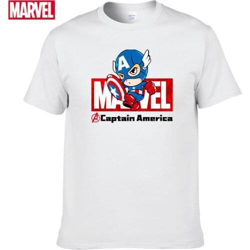 Disney Marvel Avengers Summer New Cute Cartoon Print Short-sleeved Captain America Round Neck Unisex T-shirt #47
