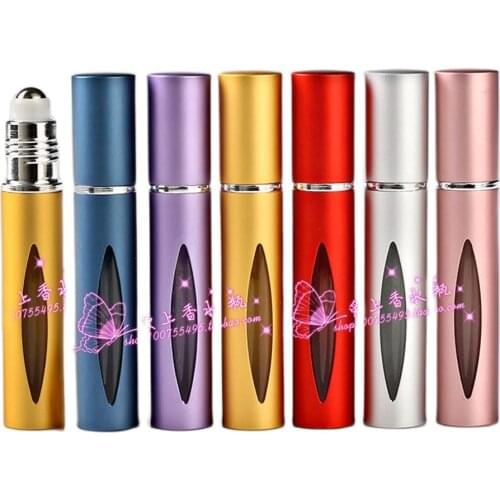 Capacity 10ml 500pcs/lot Glass Steel Roll Balls Bottle With Roller For Portable Cosmetics Perfume Refillable Bottle
