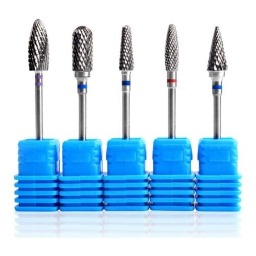 6 Type Hard Silver Tungsten Carbide Burrs Nano Coating Nail Drill Bit Metal Bits For Manicure Nail Drill Accessories Nail Mills