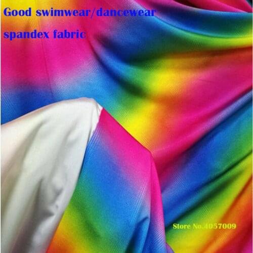 Good Swimwear Fabric Cotton/Spandex knitted Fabric Stretch Gradient colourful Printed Fabric DIY Sewing DanceWear Tights Clothes