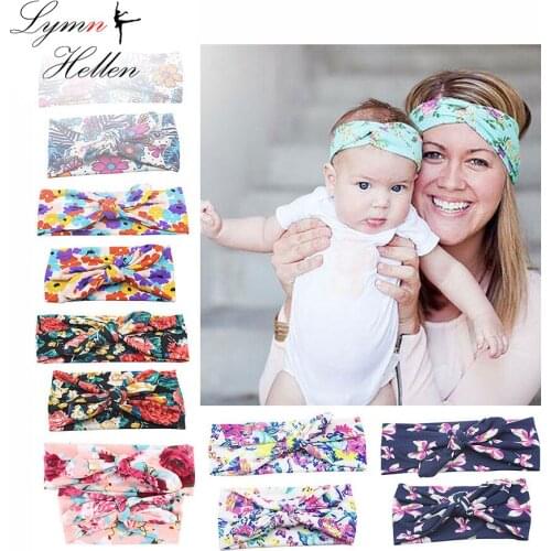 2Pcs Parent-Child Headband Sets Mother Baby Floral BowKnot Bohemia knot Hairband Turban Headwear Wrap Head Accessories Play Mats