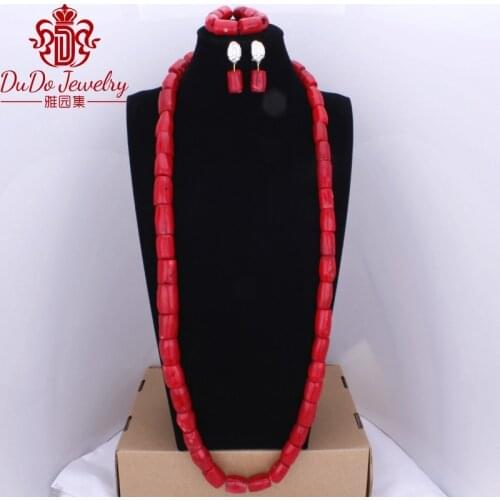 Red Wine Romantic Nature Coral Jewelry Set Necklace Earrings Bracelet Fashion African Nigerian Wedding Beads Jewelry Set 2018
