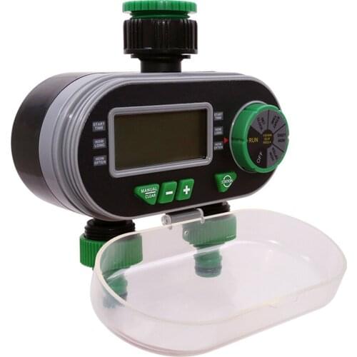 2 Ports Digital Water Timer Electronic Solenoid Valve Irrigation Controller with Delay Function for Auto/Manual Garden Watering
