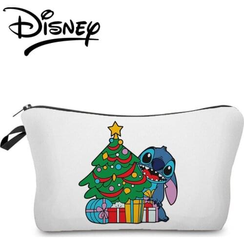 Disney Lilo & Stitch Printing Cosmetic Bags Christmas Gift Cute Child Cartoon Candy Organizer Bag Women Mini Makeup Bag Portable