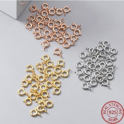 15pcs/set) 925 Sterling Silver thick round Claw Spring Clasp lobster Hooks for jewelry making design DIY bracelet necklace