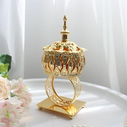 Small electroplate golden metal Incense Burners Portable Porcelain Censer Buddhism Incense Holder Home Tea house Yoga Studio