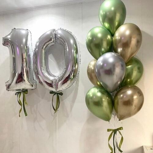 Metal Gold Silver Balloons Ink Green Jungle Theme Latex Balloon Wedding Birthday Party Decoration Festival Celebration Supplies