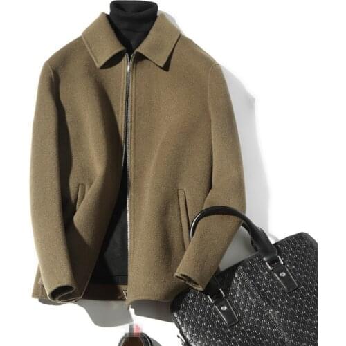 Double-side Woolen Coat Autumn Winter Jacket Men 100% Wool Coat Streetwear Windbreaker Mens Jackets and Coat LM18-1025 MY1859