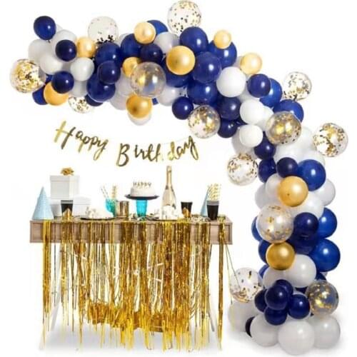 Navy blue balloon garland set blue and white balloons with golden star balloons happy birthday decoration Christmas baby shower
