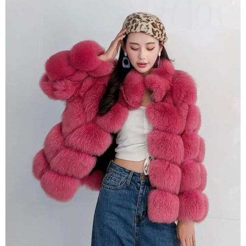 2020 New Winter Women Natural Fur One Jacket Leather Grass Warm Fashion Inside Coat Faux Fox Fur Open Stitch Plus Size 4XL L76