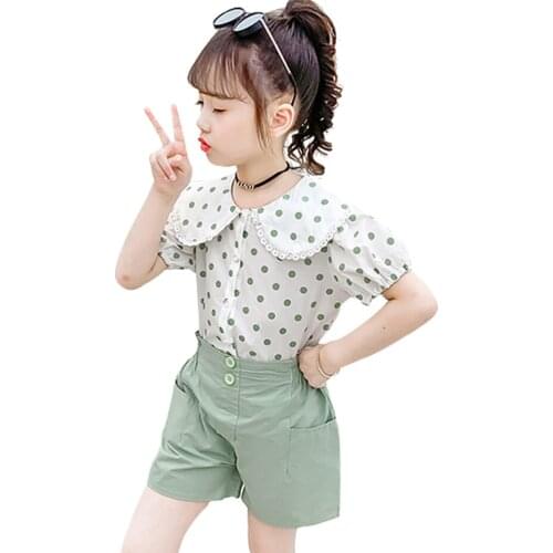 Girls Clothes Dot Tshirt + Skirt Clothes For Girls Casual Style Kids Girl Clothes Set Summer Kids Clothing 6 8 10 12 14