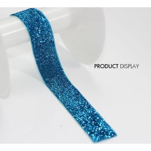 Solid Color Glitter Blue Decorated Lace Applique Ribbon Trim 20mm Sewing Supplies for Craft DIY Accessories 5yard/T750