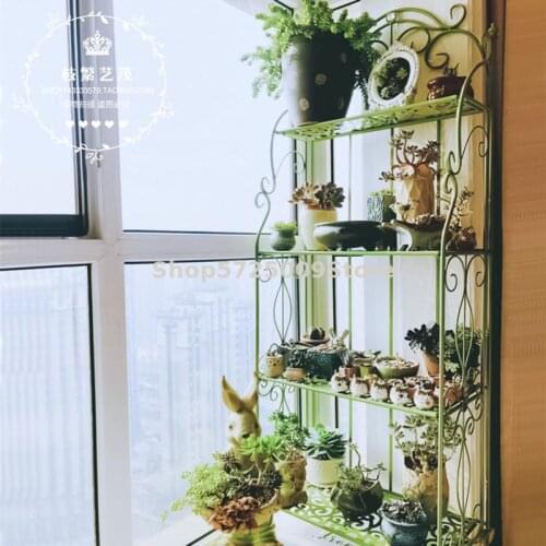 Pastoral wrought iron multi-layer flower stand, succulent, balcony garden, European-style miscellaneous shelf storage rack, rura
