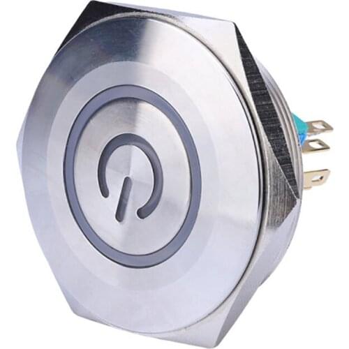 40mm Power Ring LED Illuminated ON OFF Push button Switch Momentary switc1NO1NC SPST Waterproof 6 pins terminal