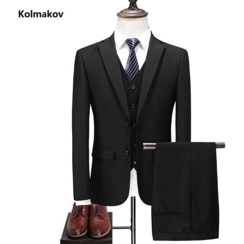 Jacket + Pant+vest)Suits Men 2019 spring autumn mens Slim Fit Wedding Suits Mens business Suits Blazers with Pants suits S-3XL