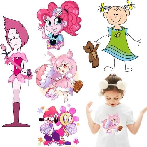 Anime Girl Patches Thermal Sticker on Clothes Fabric Iron-on Transfers for Clothing Thermoadhesive Patch Diy Applique for Jacket