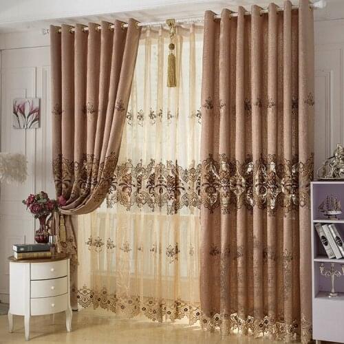 Custom curtain European livingroom Gold jacquard shading Water soluble embroidery bedroom blackout curtain drape M891