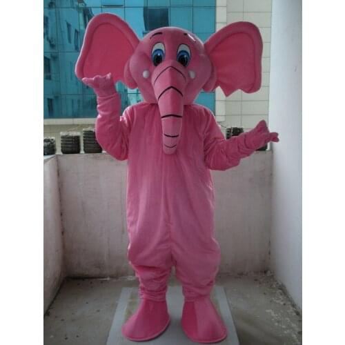 Professional New Pink Elephant Mascot Costume Fancy Dress Adult Size for party free shipping to worldwide