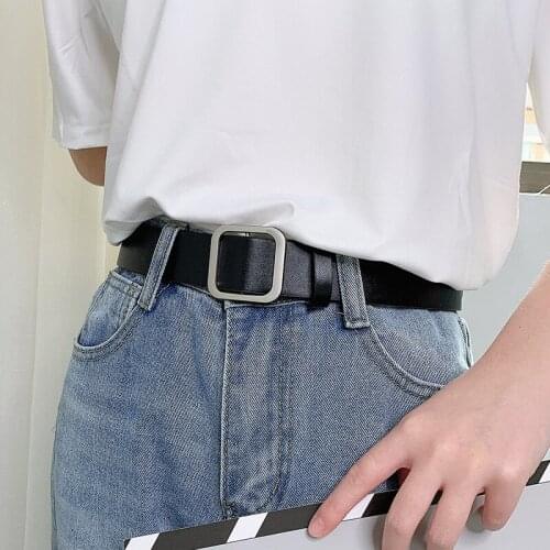 Fashion ladies belt without hole square buckle jeans black belt chic luxury brand ladies retro shoulder strap female belt 268