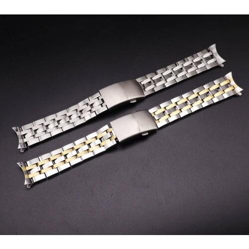 19MM 20MM Stainless Steel Watch Bands For Tissot 1853 T17 T461 T014430 T014410 PRC200 Strap Curved Watchband Silver Gold TOOLS