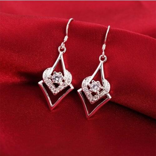 925 Sterling Silver AAA Zircon Heart Drop Earrings For Woman Romantic Wedding Jewelry Luxury Party Gifts