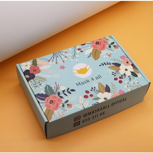 Custom Colored Flowers Printing Blue Yellow Shipping Packaging Mailing Boxes