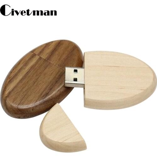 USB Flash Drive Oval Walnut Wood 4GB 8GB 16GB 32GB 64GB USB 2.0 Pen Drive 128GB 256GB USB Memory Flash Pendrive Memory Usb Stick