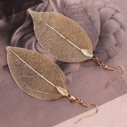 2020 Fashion Bohemian Long Earrings Unique Natural Real Leaf Big Earrings For Women Jewelry Gift Oorbellen Pendientes Mujer Mod