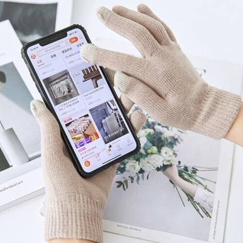 Unisex Winter Knitted Full Fingered Gloves Touch screen Multicolor Women Men Classic Basic Thicken Lining Mittens Thermal Gloves