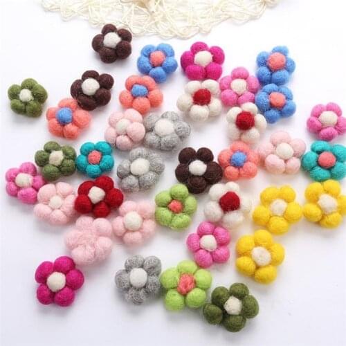 1PC Multicolors Wool Needle Felt Flower handmade Wool Flower for DIY Fashion jewelry Hair Cute Garment Accessories