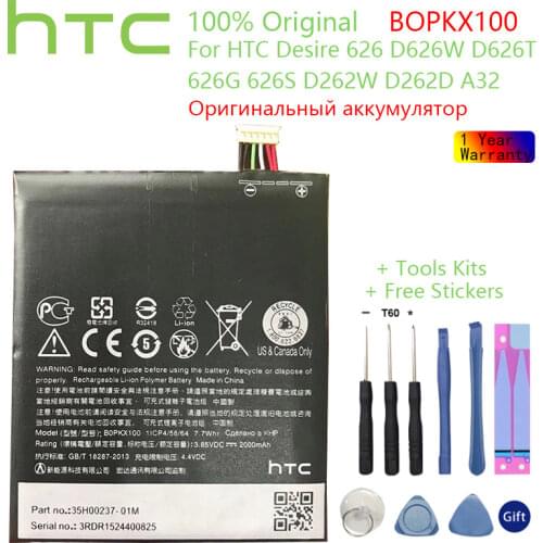 100% HTC Original BOPKX100 Battery For HTC Desire 626 D626W D626T 626G 626S D262W D262D A32 Cellphone Bateria + Free Tools